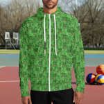 Survival Game Zip Hoodie | Pixel Block World Sweatshirt - Iron Phoenix GHG