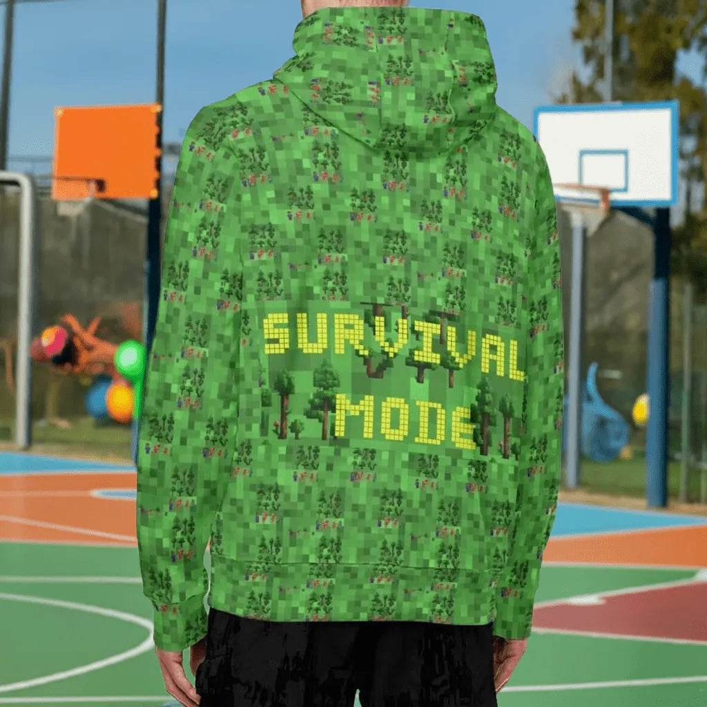 Survival Game Zip Hoodie | Pixel Block World Sweatshirt - Iron Phoenix GHG