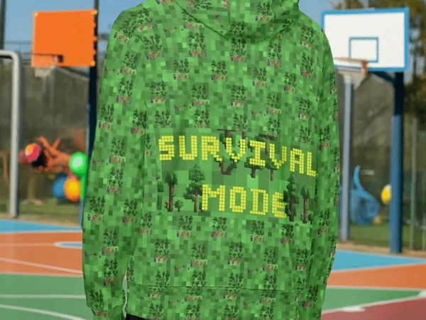 Survival Game Zip Hoodie | Pixel Block World Sweatshirt - Iron Phoenix GHG