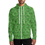 Survival Game Zip Hoodie | Pixel Block World Sweatshirt