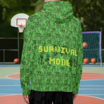 Survival Game Zip Hoodie | Pixel Block World Sweatshirt - Iron Phoenix GHG