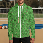 Survival Game Zip Hoodie | Pixel Block World Sweatshirt - Iron Phoenix GHG
