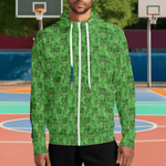 Survival Game Zip Hoodie | Pixel Block World Sweatshirt - Iron Phoenix GHG