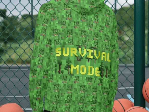 Survival Game Zip Hoodie | Pixel Block World Sweatshirt - Iron Phoenix GHG
