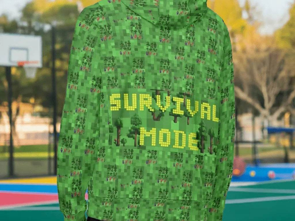 Survival Game Zip Hoodie | Pixel Block World Sweatshirt - Iron Phoenix GHG