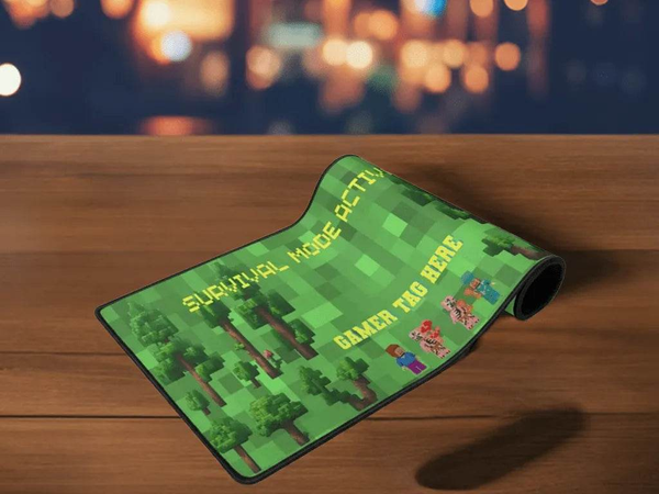 Survival Mode Desk Mat | Pixel Block World Gaming Mouse Pad - Iron Phoenix GHG