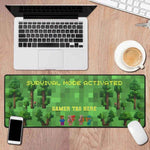 Block World Gaming Desk Mat - Detail of Vibrant Green Block Terrain and Tree Trunk Textures | Our Phoenix Rise