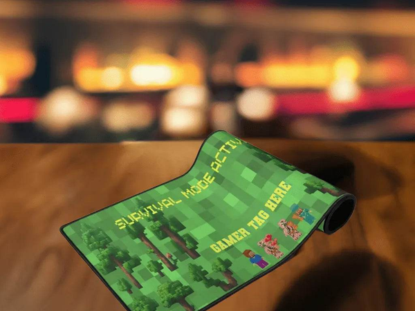 Survival Mode Desk Mat | Pixel Block World Gaming Mouse Pad - Iron Phoenix GHG