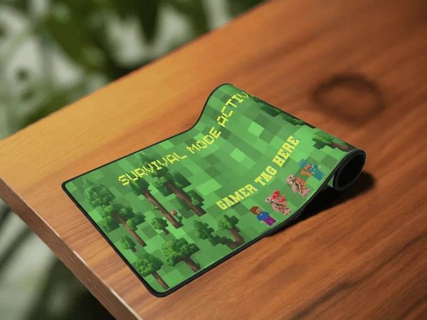 Survival Mode Desk Mat | Pixel Block World Gaming Mouse Pad - Iron Phoenix GHG