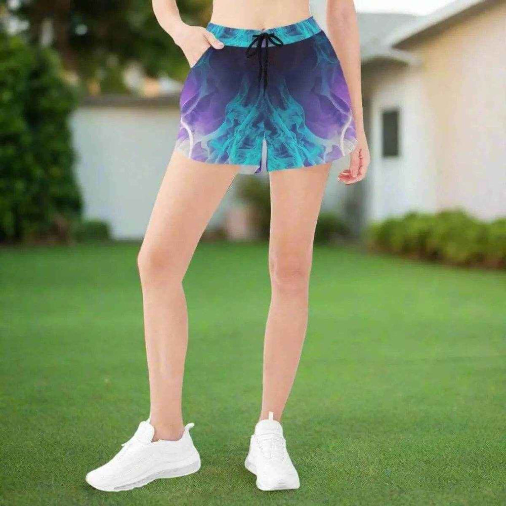 Cosmic Flame Teal Athletic Shorts Teal XS-4XL