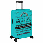 Teal Gamer Family Rules Luggage Cover - Detail of Family Rules Print | Our Phoenix Rise