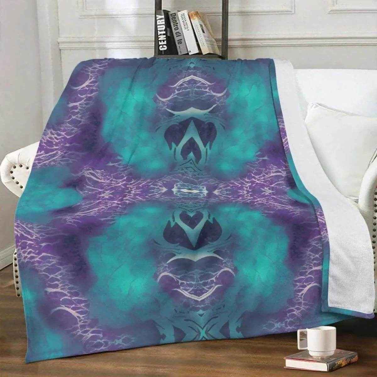 Teal Purple Abstract Fleece Throw Blanket
