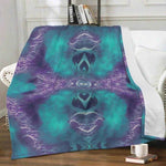 Teal Purple Abstract Fleece Throw Blanket - Draped on white armchair | Our Phoenix Rise