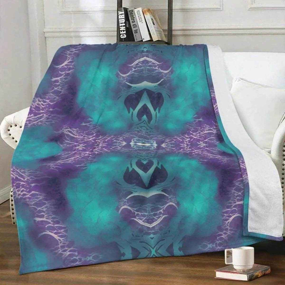 Dragon Heart Fleece Blanket | Teal Purple Abstract Throw