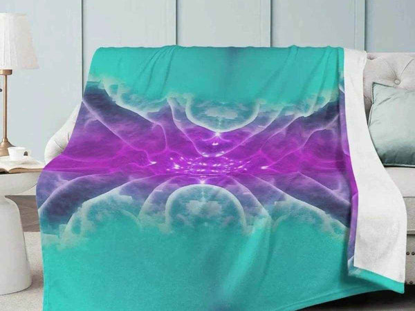 Sacred Geometry Blanket | Teal Purple Yoga Gaming Throw