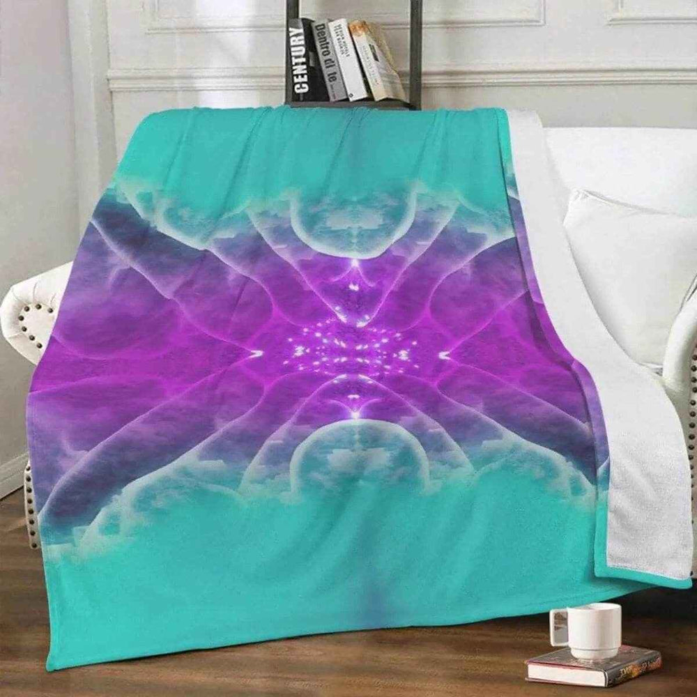 Teal Purple Sacred Geometry Throw Blanket