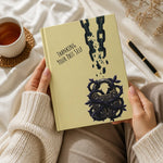 Thanking Past Self Hardcover Journal - held open in hands with a cup of coffee | Our Phoenix Rise
