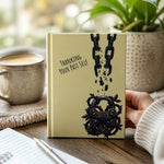Thanking Past Self Hardcover Journal - lifestyle shot in a cozy, warm-toned reading space | Our Phoenix Rise