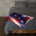 Patriotic Fireworks Soft Touch Throw Blanket - 30x40 draped over chair | Our Phoenix Rise