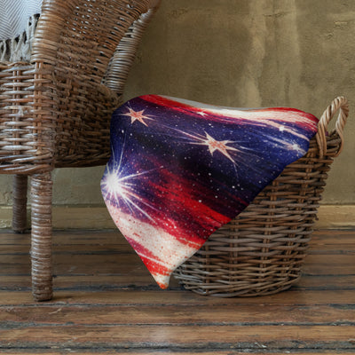 Patriotic Fireworks Soft Touch Throw Blanket - 30x40 in wicker basket | Our Phoenix Rise