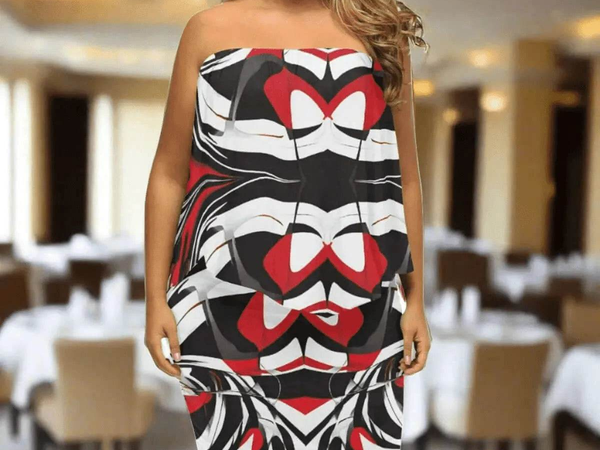 "Kinetic Swirl" Abstract Print Wrap Dress| Iron Phoenix GHG - Iron Phoenix GHG
