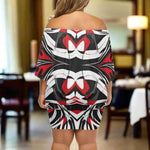 Kinetic Swirl Abstract Print Wrap Dress - Mid Length Detail | Our Phoenix Rise