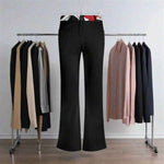 Black Flare Pants Patterned Waistband - Front View Hanging | Our Phoenix Rise