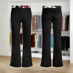 Black Flare Pants Patterned Waistband - Fabric Texture Detail | Our Phoenix Rise