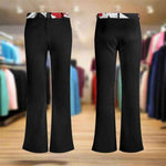 Black Flare Pants Patterned Waistband - Front and Back Composite | Our Phoenix Rise