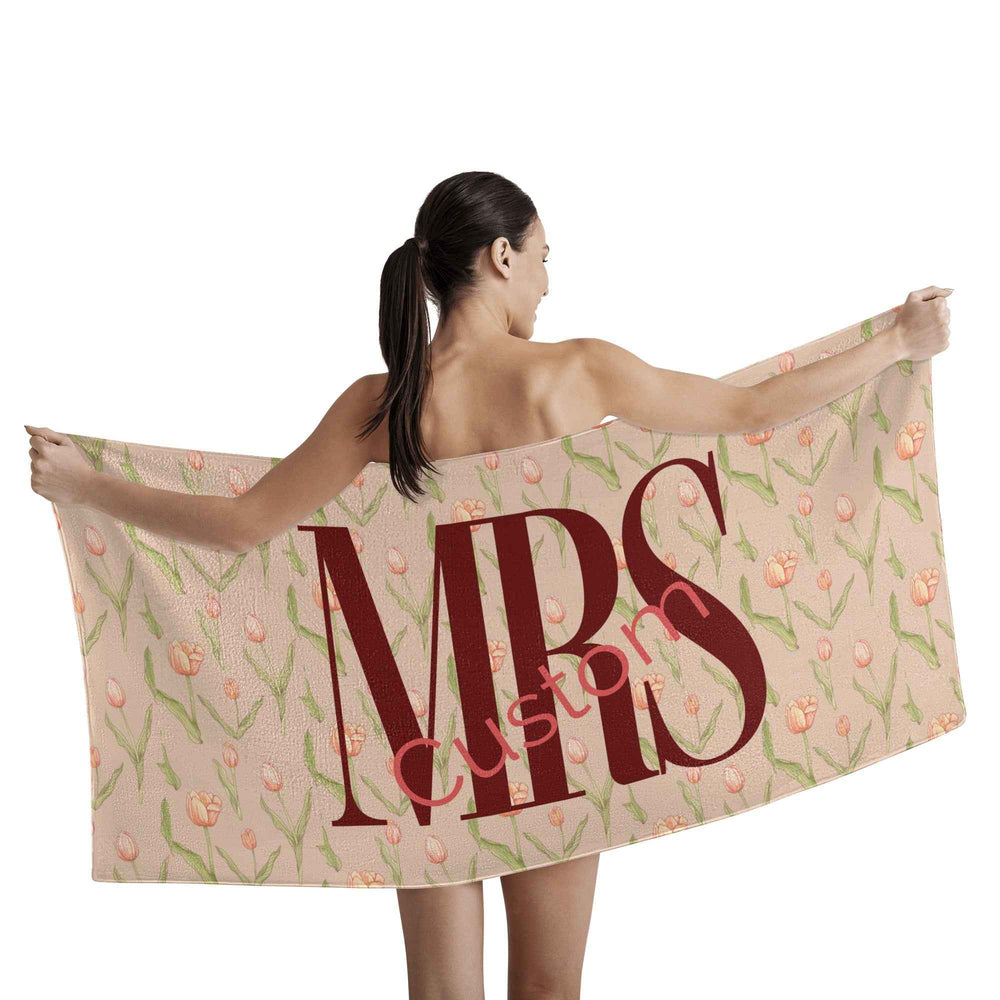 Personalized Beach Towel – MRS Floral, Ultra-Soft Quick-Dry Comfort