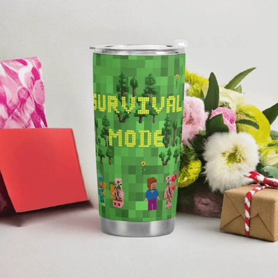 "Survival Mode" Pixel Art Travel Mug| Iron Phoenix GHG - Iron Phoenix GHG