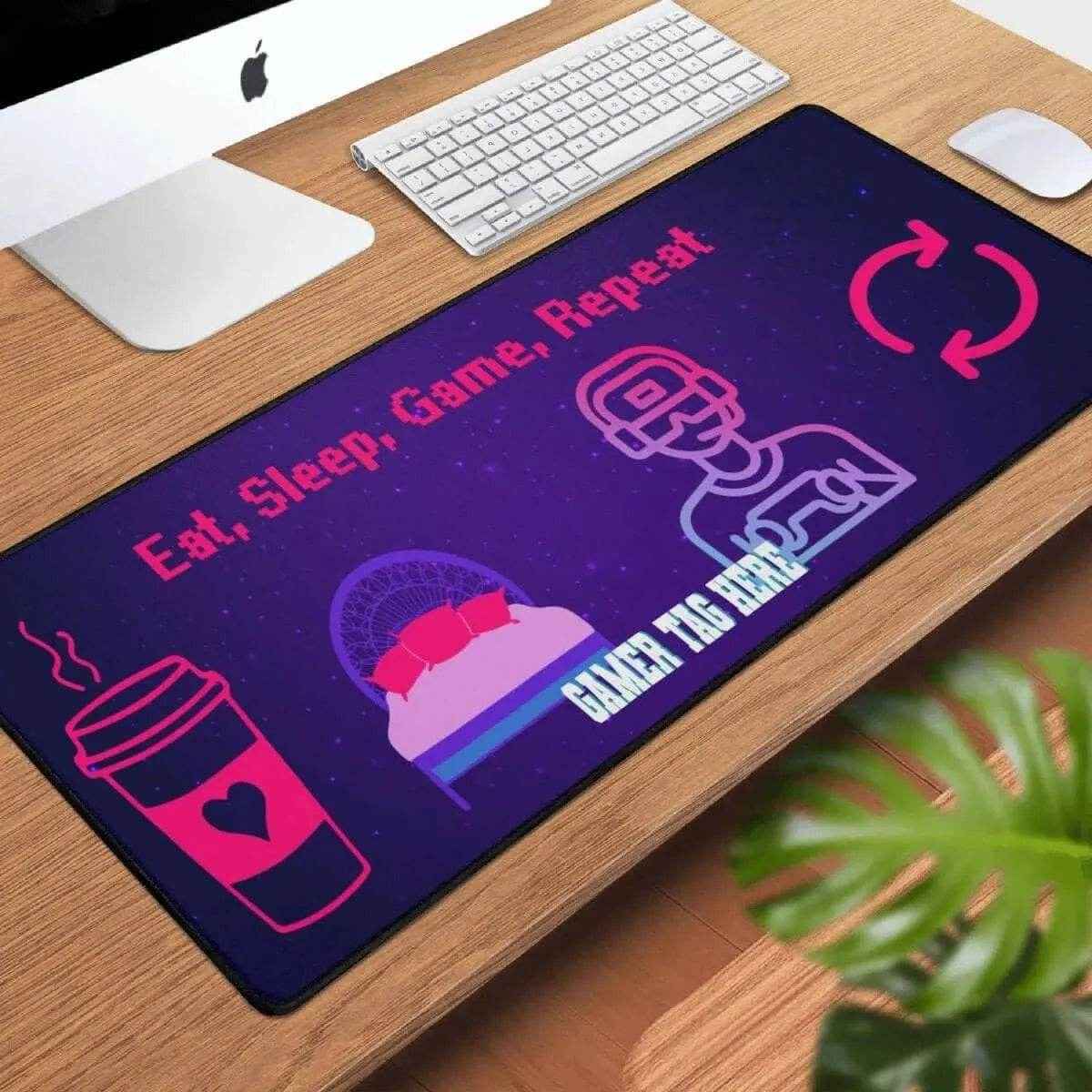 Custom Gamer Desk Mat Eat Sleep Game Repeat Mouse Pad Detailed View 4 | Our Phoenix Rise