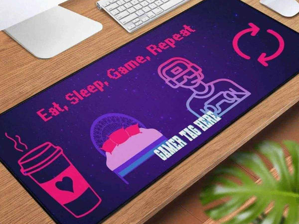 Custom Gamer Desk Mat | Eat Sleep Game Repeat Mouse Pad