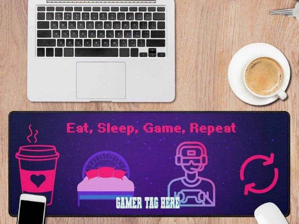 Custom Gamer Desk Mat | Eat Sleep Game Repeat Mouse Pad