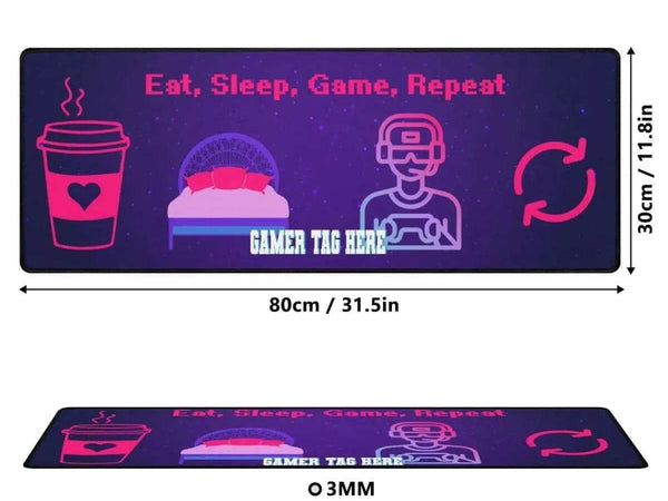 Custom Gamer Desk Mat | Eat Sleep Game Repeat Mouse Pad - Iron Phoenix GHG
