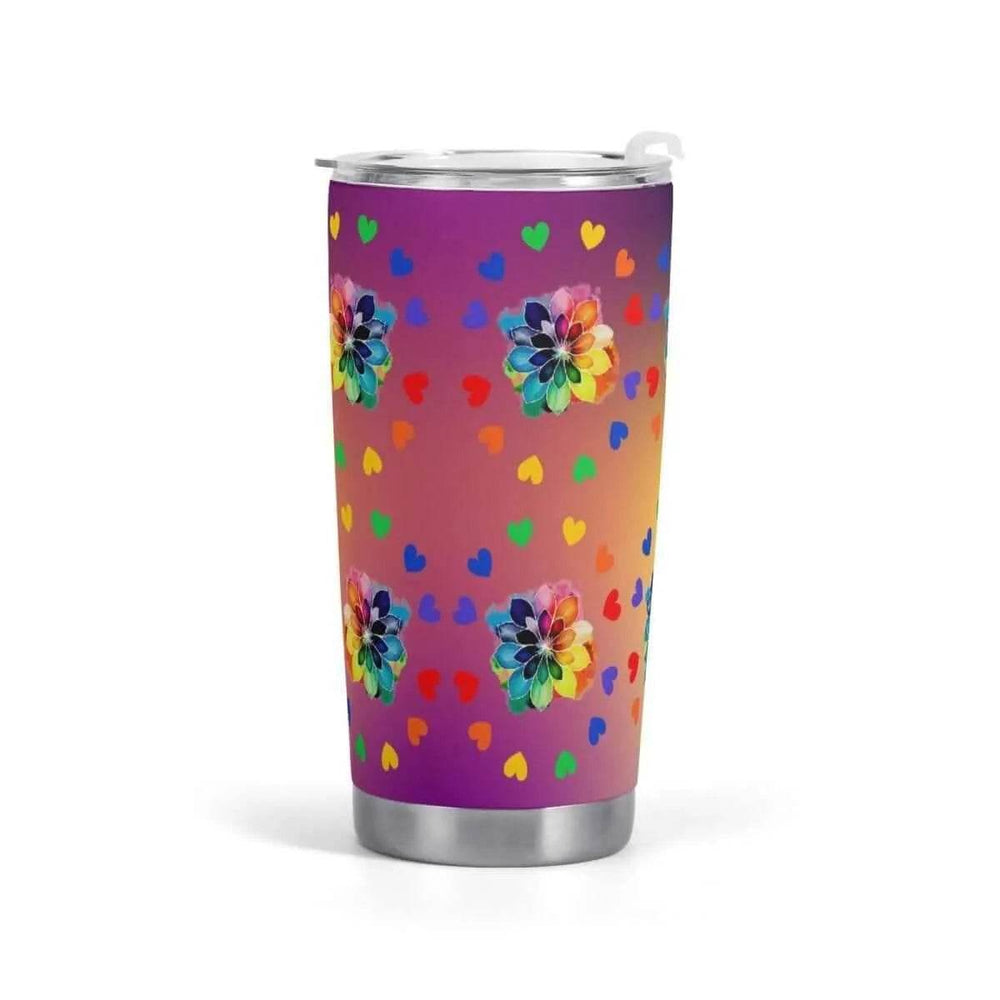 Vibrant Floral Insulated Car Cup Tan