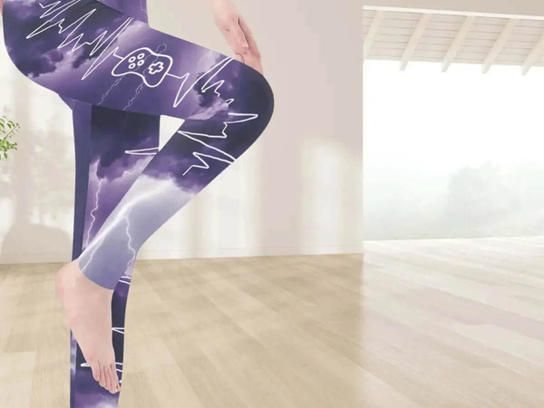 Gamer Ghost Print Leggings | Electric Yoga and Gaming Tights - Iron Phoenix GHG