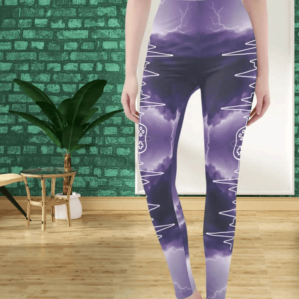 Purple Lightning Gamer Workout Leggings XS-3XL