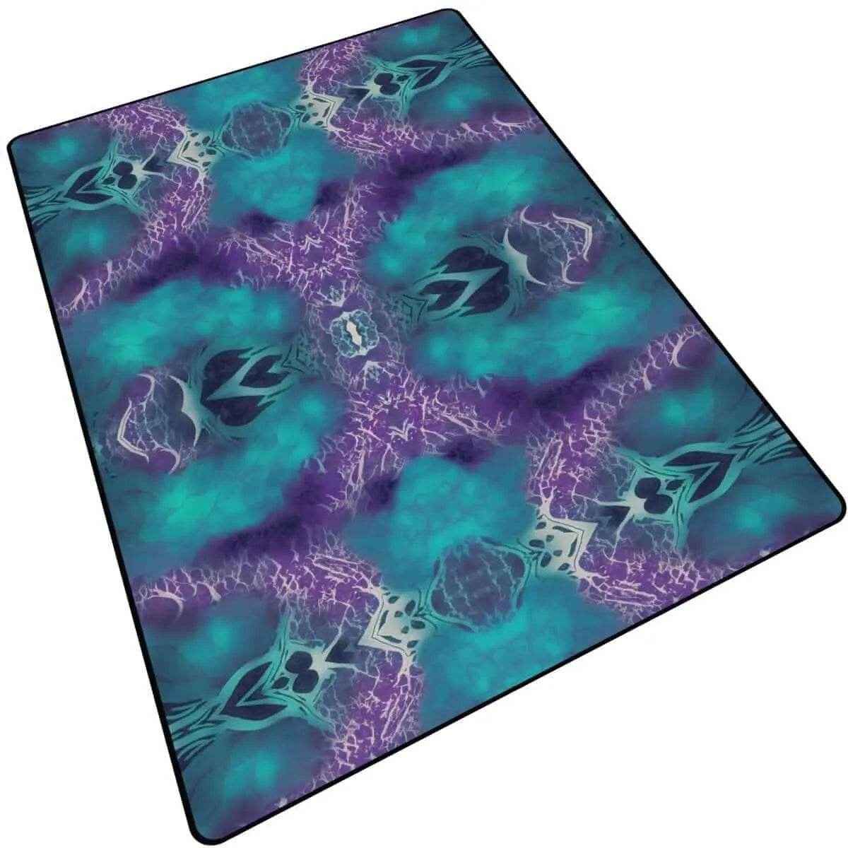 Vivid Whirls Abstract Teal and Purple Area Rug | Home Decor
