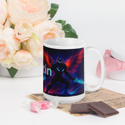 Personalized Space Warrior Glossy Mug - 15 oz handle on right | Our Phoenix Rise