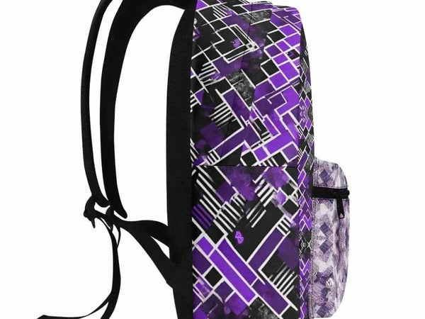Purple Geometric Backpack | Modern Gamer School Bag