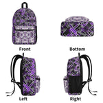 Purple Geometric Backpack - Front detail close up | Our Phoenix Rise