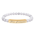 white with gold "His Princess" Beaded Bracelet