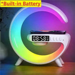G-Shape RGB Wireless Charger Alarm Clock Speaker - back view with power input | Our Phoenix Rise