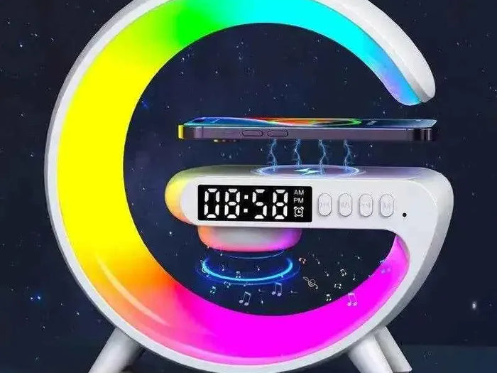 G-Shape rgb Wireless Charger Alarm Clock Speaker