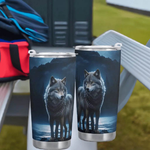 "Blue Moon" Wolf Travel Mug | Iron Phoenix GHG - Iron Phoenix GHG