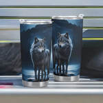 "Blue Moon" Wolf Travel Mug | Iron Phoenix GHG - Iron Phoenix GHG