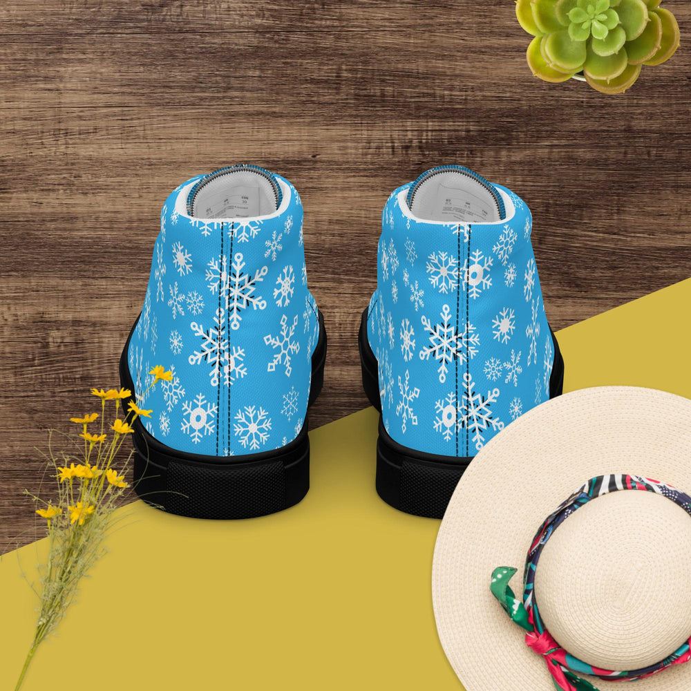 Light Blue High Top Canvas Shoes – Snowflake Pattern EVA Grip