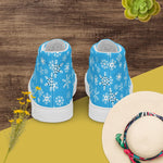 Light Blue High Top Canvas Shoes Snowflake Pattern EVA Grip Detailed View 2 | Our Phoenix Rise