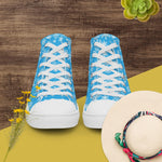 Light Blue High Top Canvas Shoes Snowflake Pattern EVA Grip Main Perspective | Our Phoenix Rise